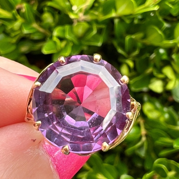 VINTAGE KIMBERLY 10K GOLD SYNTHETIC ALEXANDRITE COLOR CHANG PURPLE SAPPHIRE RING - Picture 13 of 16